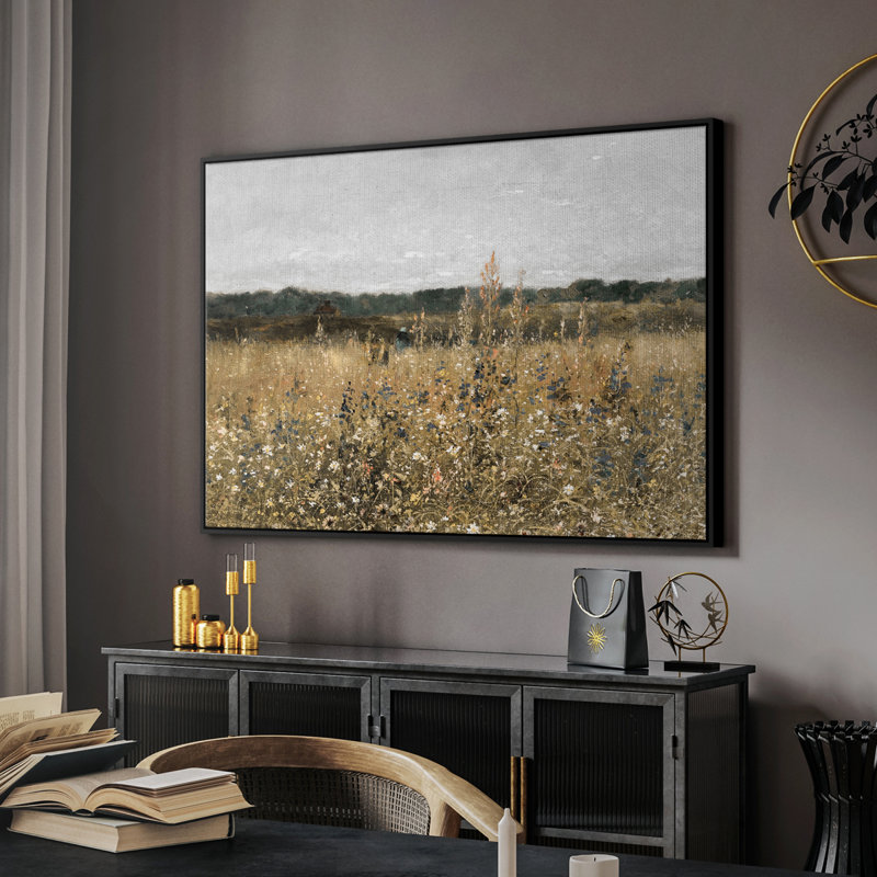 «Vintage Landscape - CML XXXIX» sur toile, Toile avec cadre flottant noir, H 17 po x l 25 po x P 2 po