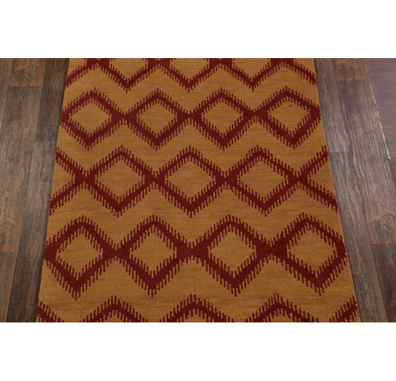 Tapis de la zone en laine brune 4 pi 11 po x 7 pi 10 po one-of-kind main-noué la 2010 Senac