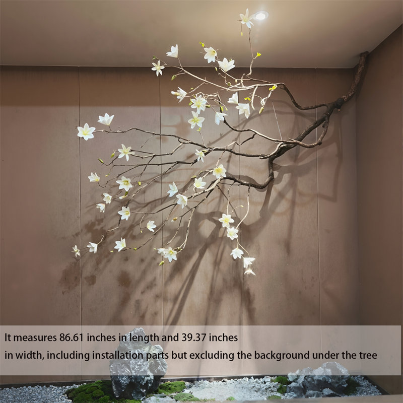 Grand arbre mort artificiel avec véritable tronc, 86,61 po x 23,62 po