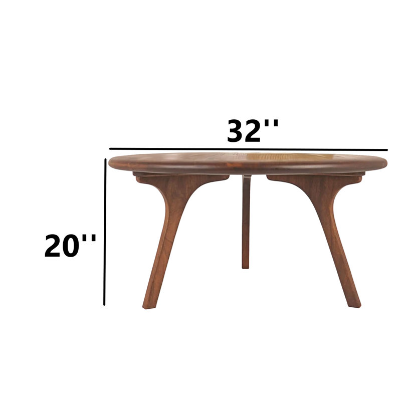 Walnut Solid Wood Round Novelty Coffee Table, 20" H x 32" L x 32" W
