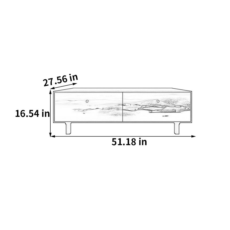 Table basse avec rangement peint français rétro, Blanc