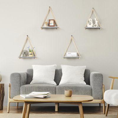 Amberlin 4 Piece Triangle Paulownia Floating Shelf