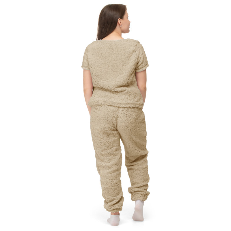 Owego Fleece Bathrobe with Hood, Beige, 55" W x 61" L