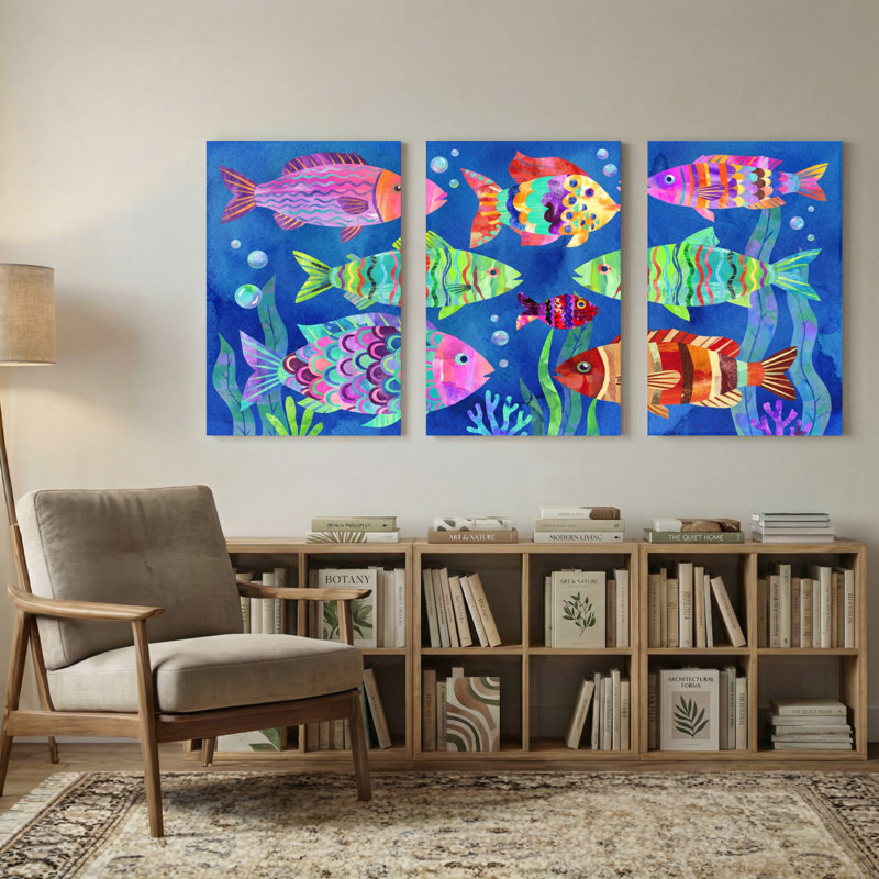 Animaux, poissons colorés, impression sous-marine, ensemble de 3 impressions sur toile, H 18 po x l 36 po