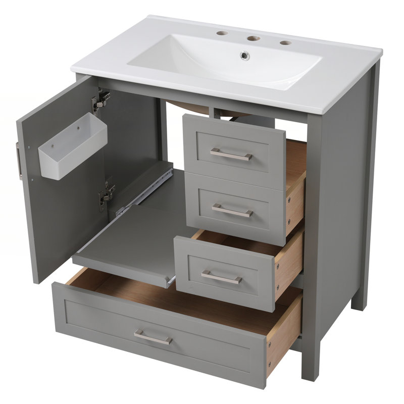 Ensemble de meuble-lavabo 30 po avec lavabo, Argent, Gris