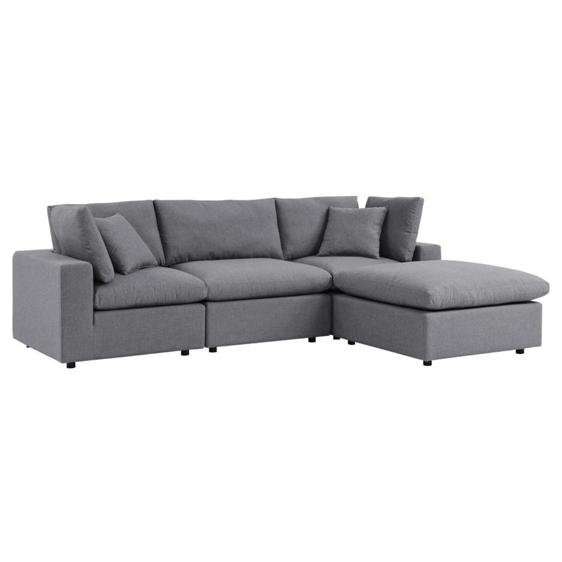 Canapé modulaire d'extérieur pour patio 4 pièces Commix, Gris