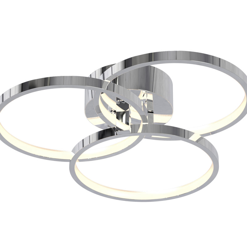 Plafonnier à DEL Mooty 26W 1350Lm 120V, Chrome poli, H 3,5 po x l 15,75 po x P 15,75 po