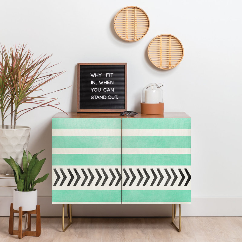 Accent Cabinet, Walnut/Blue/Black