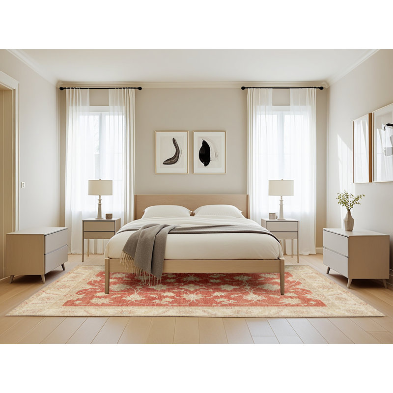 Tapis traditionnel rouge / beige Guardian, Rectangle 5 pi x 8 pi