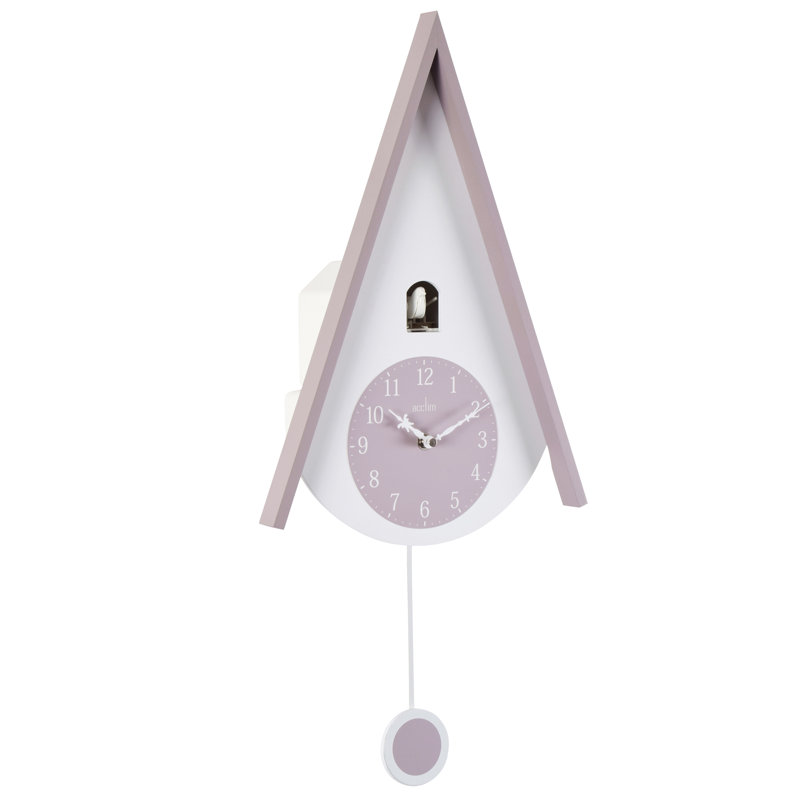 Acctim Lulea Cuckoo Clock Wooden Modern Contemporary Quartz Mauve Blush