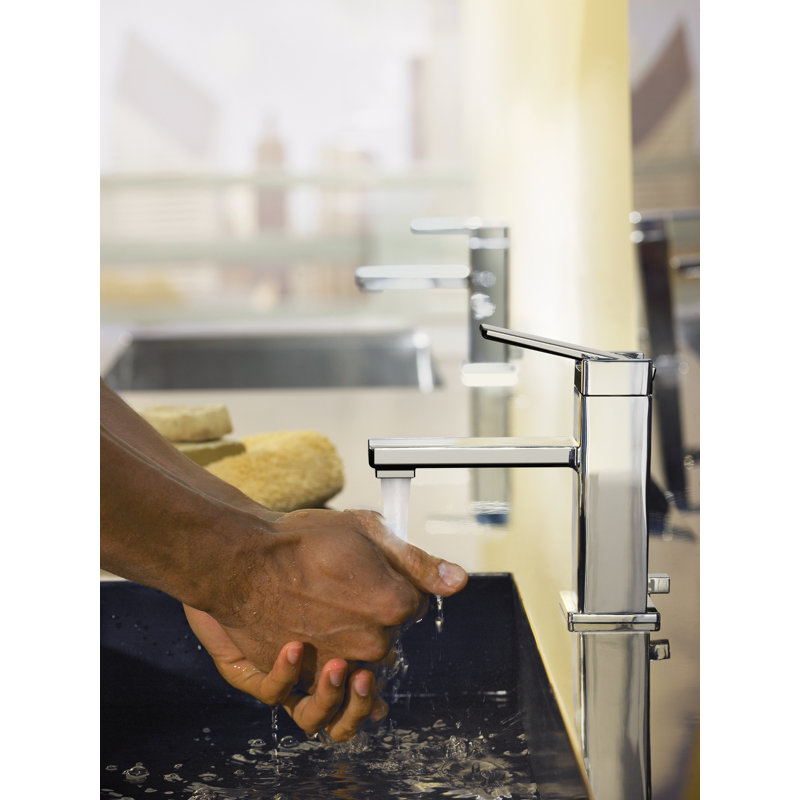 90 Degree Single Hole Bathroom Faucet with Drain Assembly, Brushed Nickel