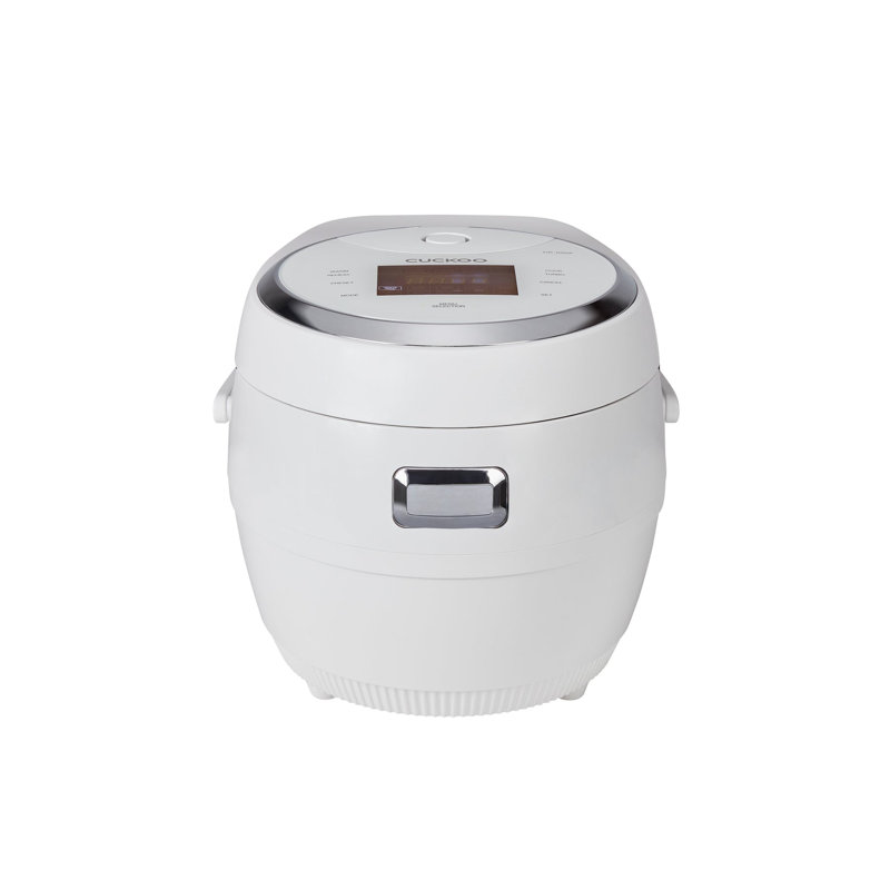 White 10-Cup Electric Stainless Steel Rice Cooker with Non-stick Pot