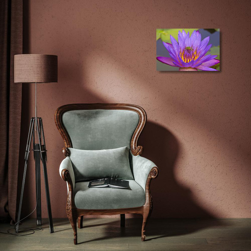 Hokku Designs, Williams, Joanne, art sur toile tendue: FL, grenouille verte à l'intérieur d'un lis d'eau mauve