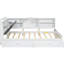 Lit plateforme double en bois blanc avec tête de lit, tablettes et conception rembourrée, structure de la table rotative, facile à assembler-140960774
