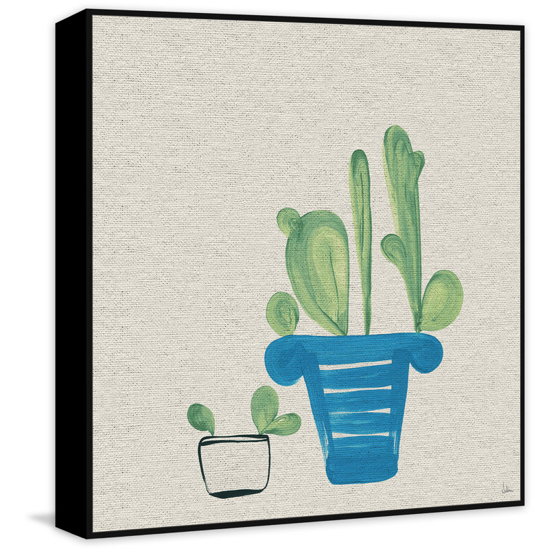 Cacti In A Pot by Marmont Hill - Floater Frame Print on Canvas, 30 cm H x 30 cm W x 3 cm D