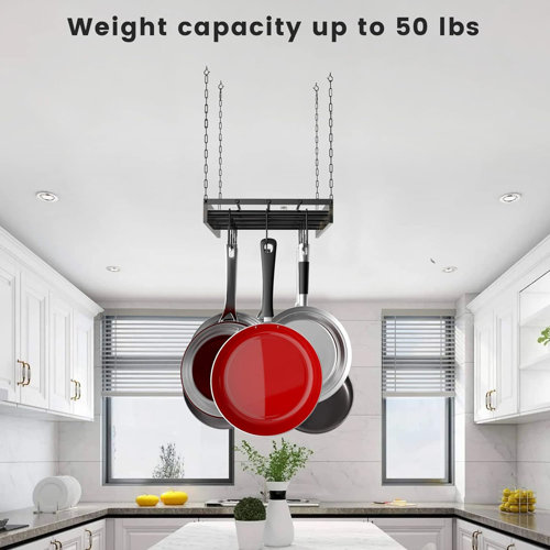 17 Stories Rectangle Hanging Pot Rack | Wayfair