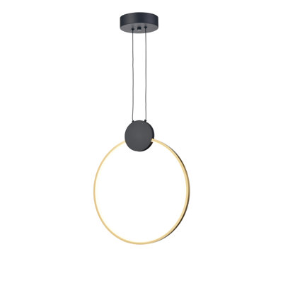 Matt black and gold finish ring pendant with an integral LED light source