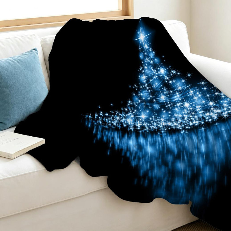 Jeté en flanelle bleue ultra douce, imprimé recto Best Christmas Tree, Jeté 40 po x 50 po