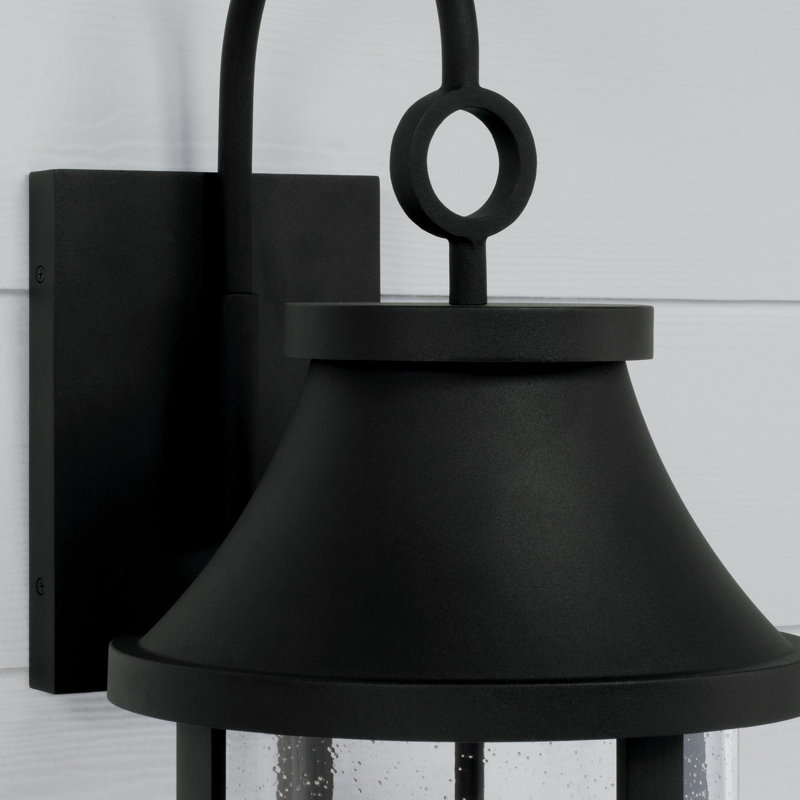 Lanterne murale cylindrique d'extérieur 3 lumières en noir avec verre bullé, H 28 po x l 11,5 po x P 15,25 po