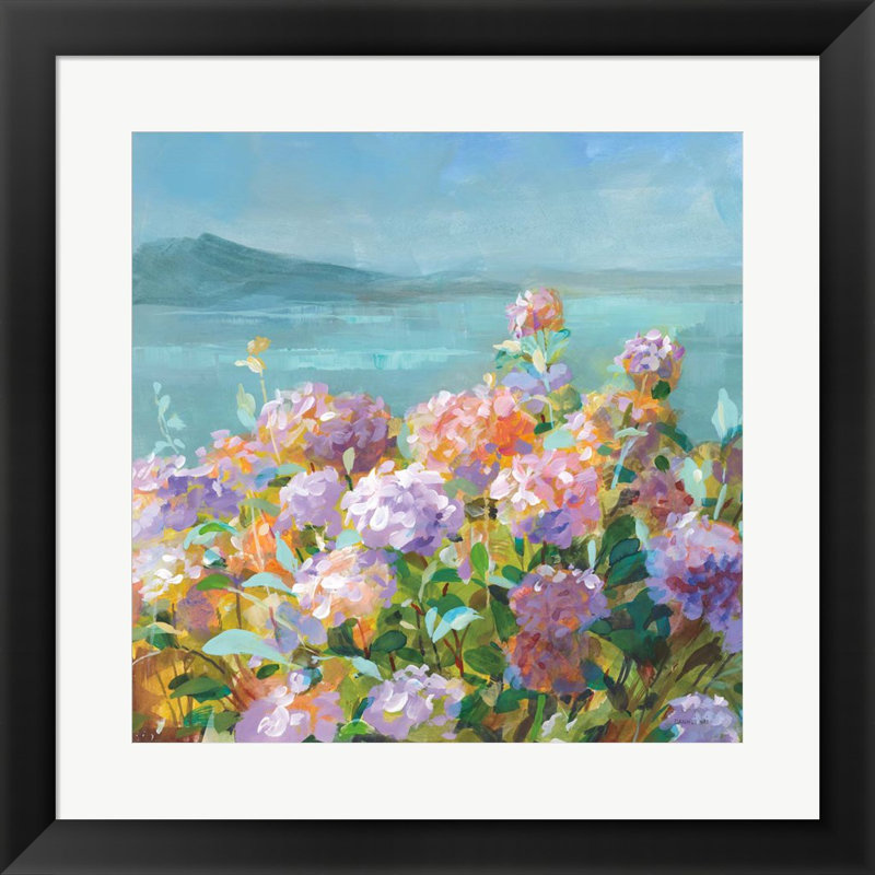 «Beach Hydrangeas» par Danhui Nai - peinture encadrée