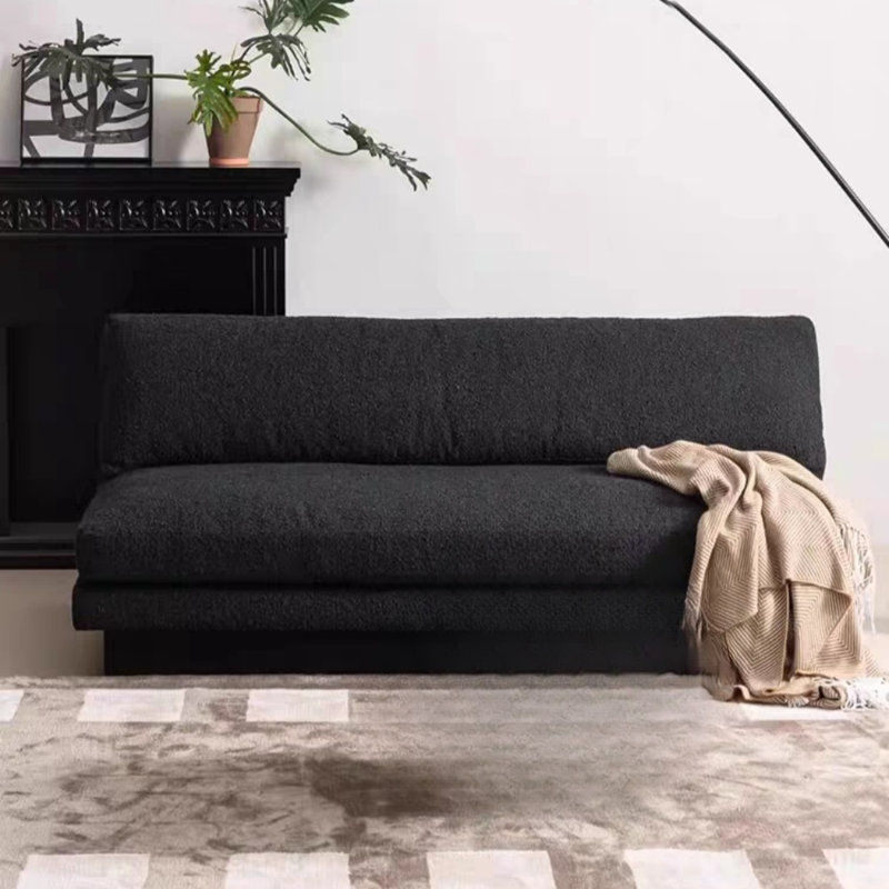 Retro Black Armless Straight Sofa