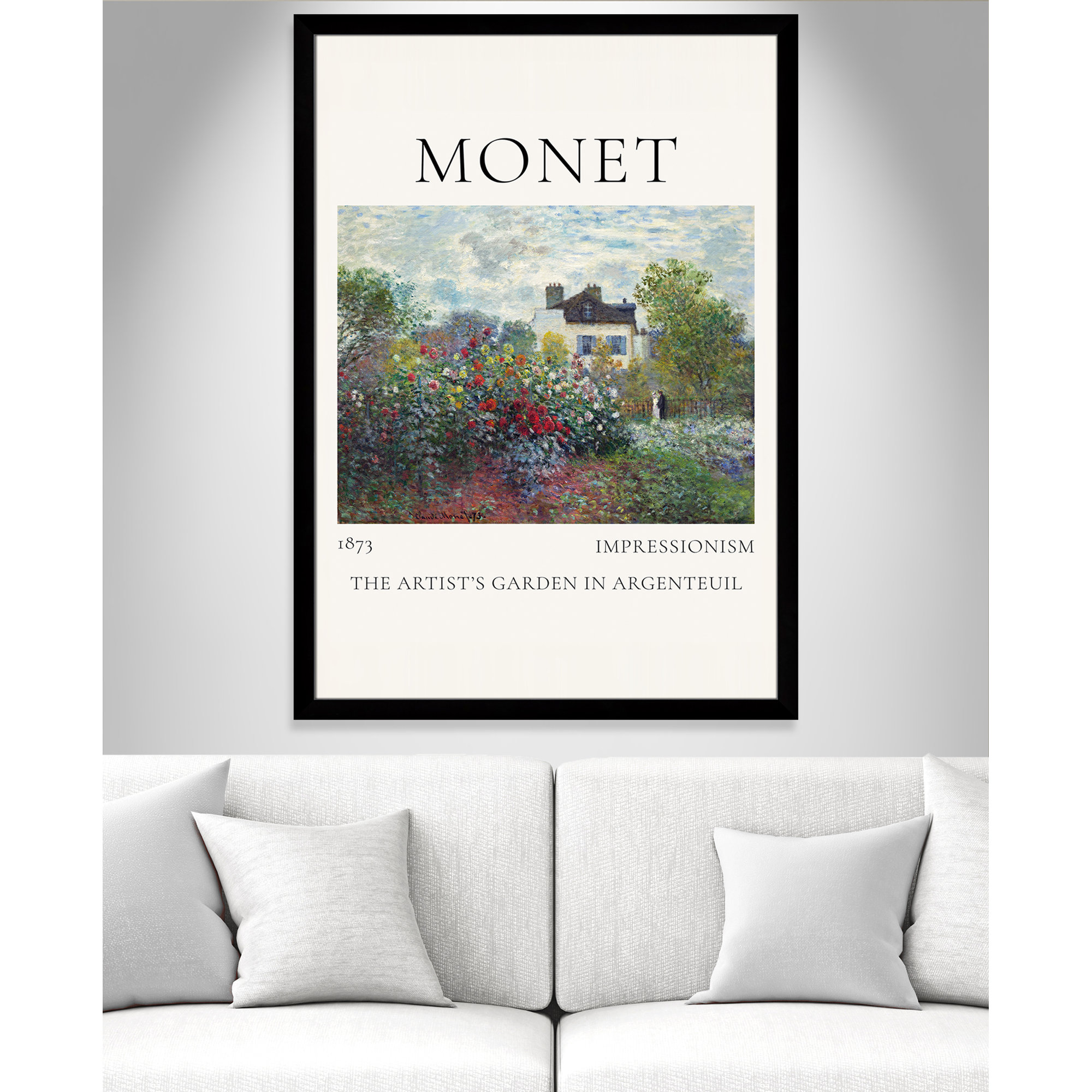 Artists Garden in Argenteuil Print by Claude Monet, No, Black Single Picture Frame, 49" H x 35" W x 1.25" D