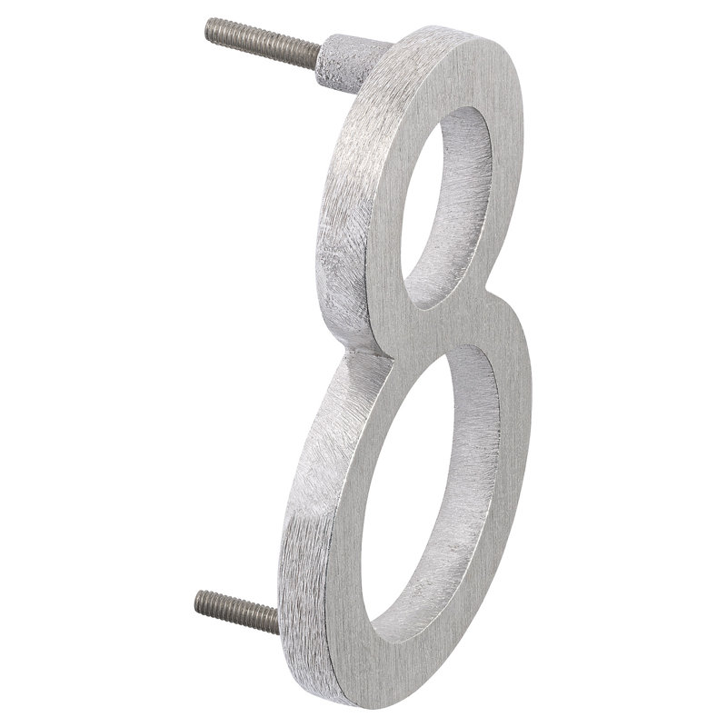 8 in. Floating Mount House Number, Polished Aluminum, 8