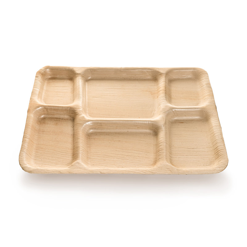 Plateaux jetables à 6 compartiments - compostables