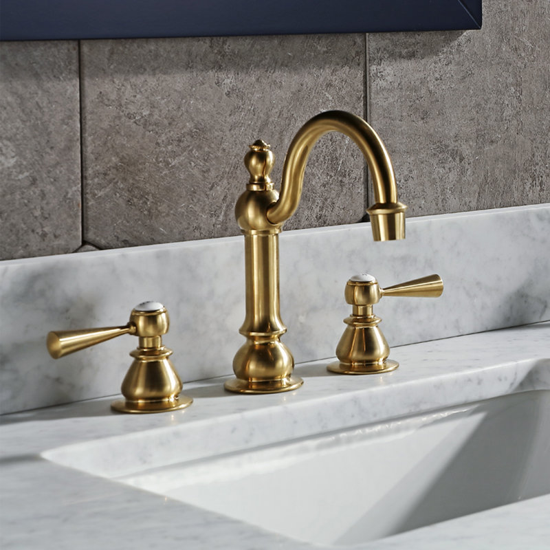2-handle Bathroom Faucet with Drain Assembly, T-Lever, Satin Brass