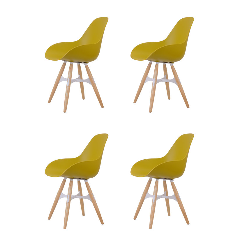 Zigzag Chairs - Set Of 4 -, Mustard, White
