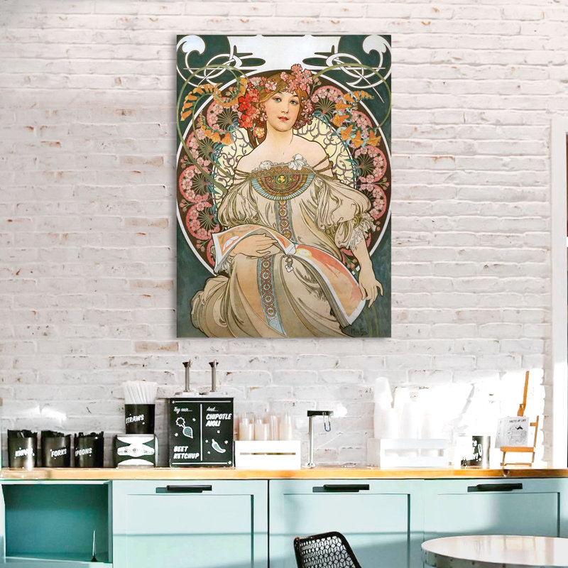 Reverie by Alphonse Mucha - Wrapped Canvas Print, 80cm H x 60cm W x 4cm D