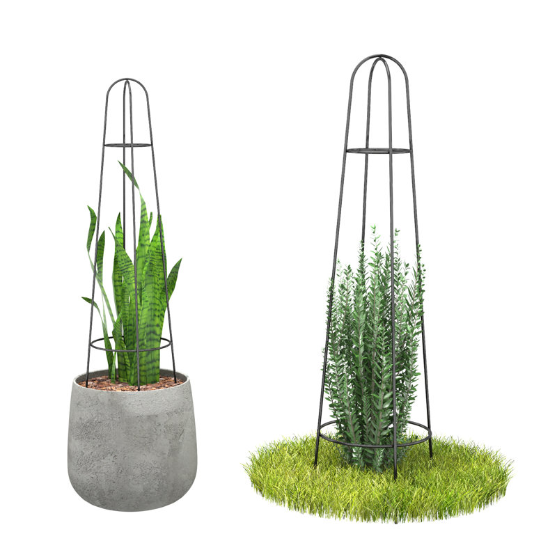 Anesia Metal Plant Support, Grey, 60cm H x 18cm W x 18cm D, 3
