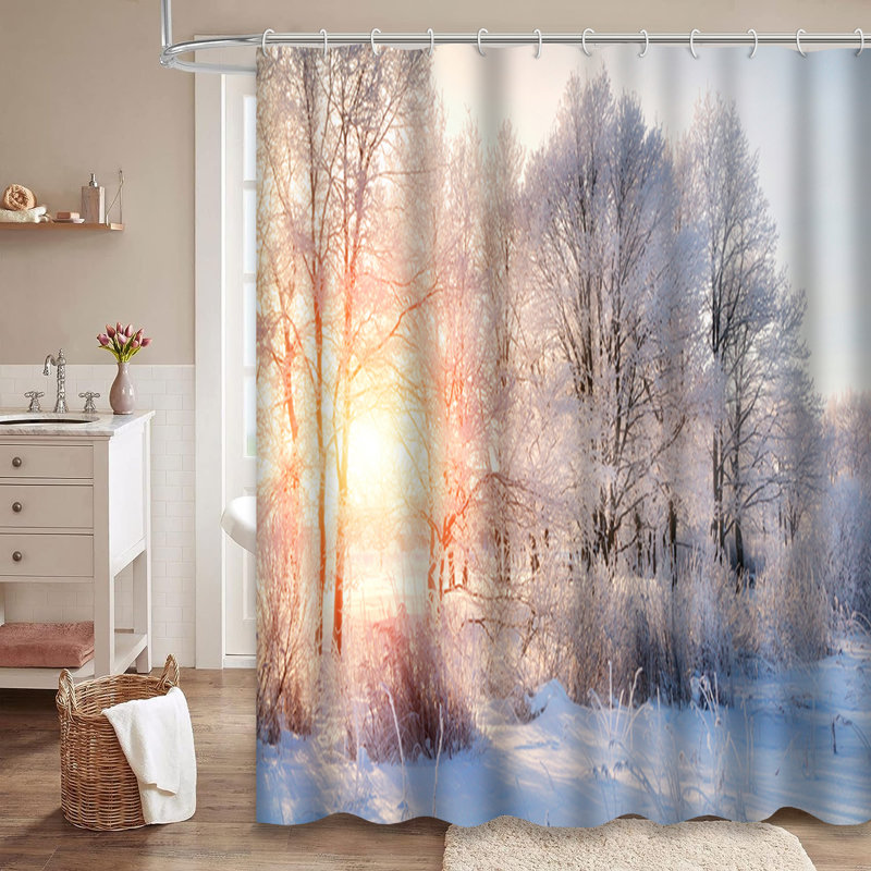 Rideau de douche Winter Frosty Trees, L 72 po x l 78 po