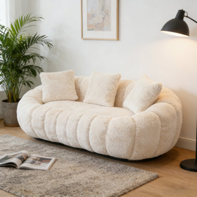 Flower-Shaped Faux Fur Sofa – Compression-2-Seater