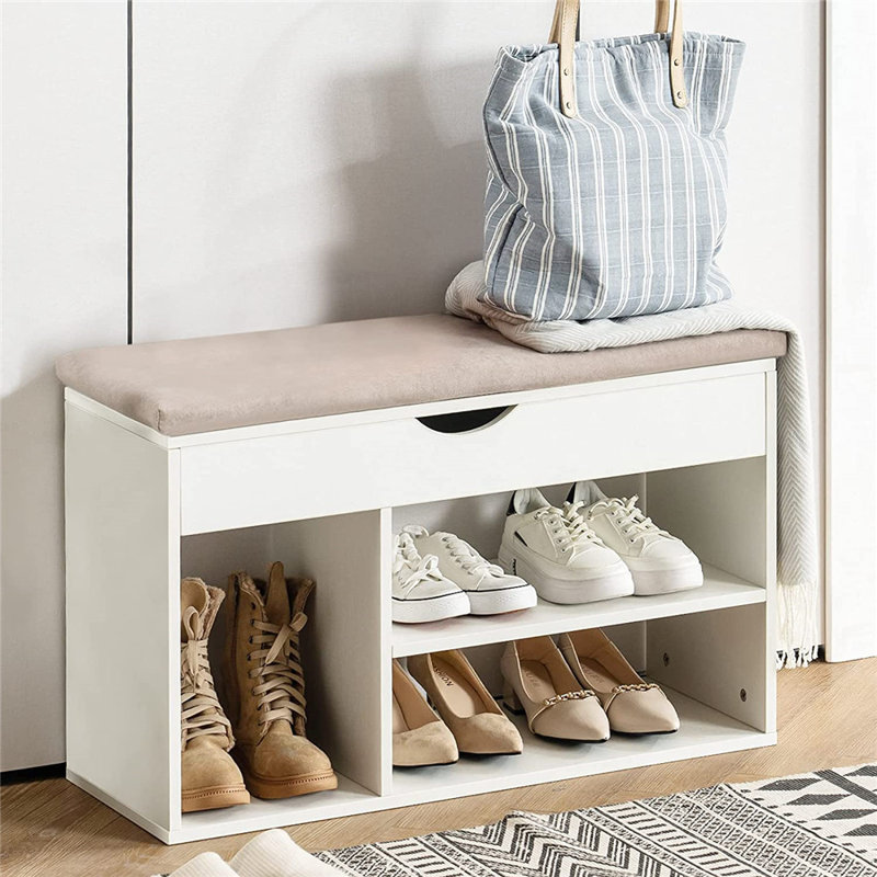 Banc de rangement pour chaussures 5 paires, Blanc