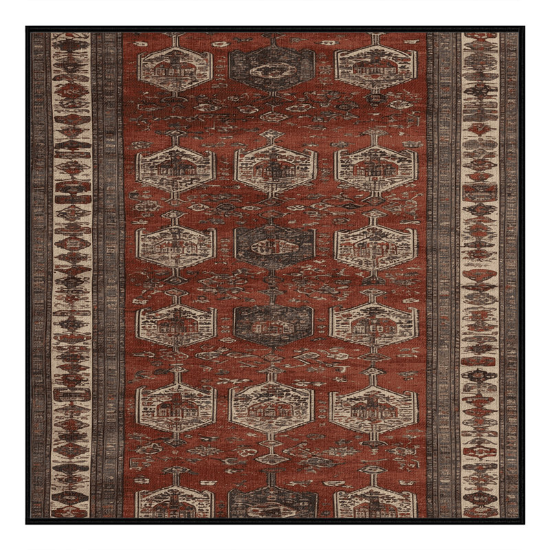 Tapis brun turc lavable à la machine, Carré 5 pi
