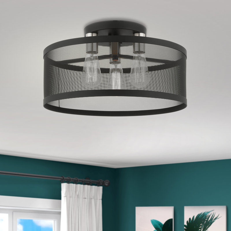 Emilia Flush Mount, Black, 10.25"H x 18"W x 18"D