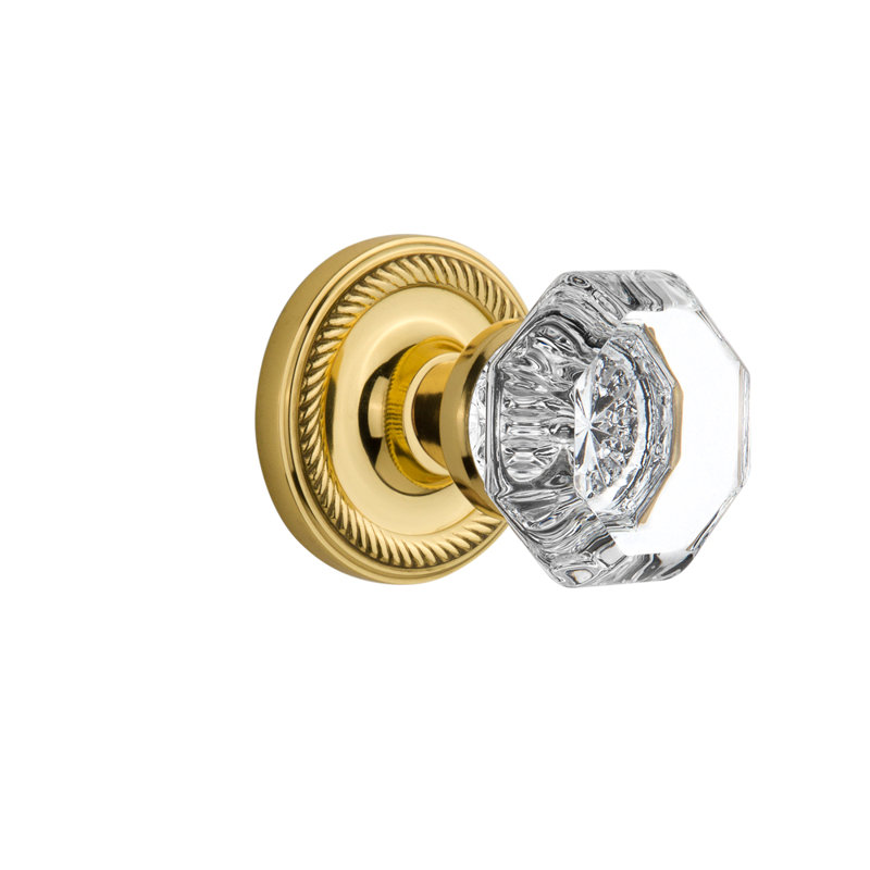 Rosette en corde avec bouton de porte Waldorf, Laiton poli, 2 3/4 po