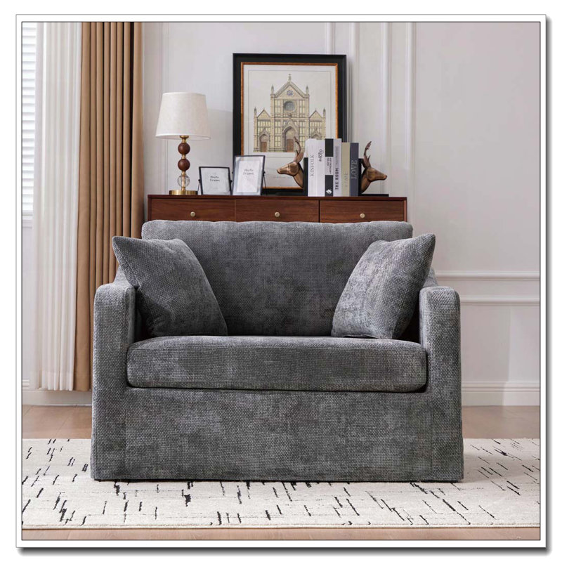 Fauteuil d'appoint en chenille, Gris anthracite, Non