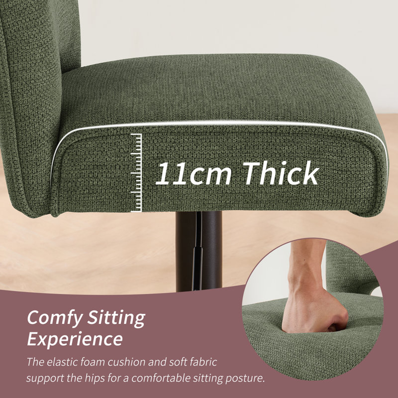 Waterproof Fabric Upholstered Adjustable Swivel Bar Stools with Backrest & Footrest, Green