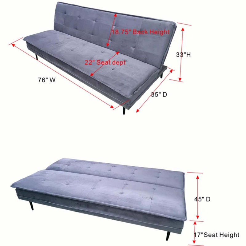 Canapé en velours de 76 po Gyuri, Velours gris
