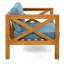 Fauteuil club d'extérieur en bois d'acacia avec coussins (ensemble de 2), ensemble conversation, finition teck, coussin bleu-230731398