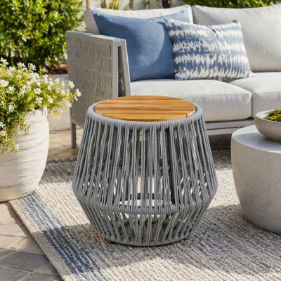 Table d'appoint en bois d'acacia avec base en corde beige