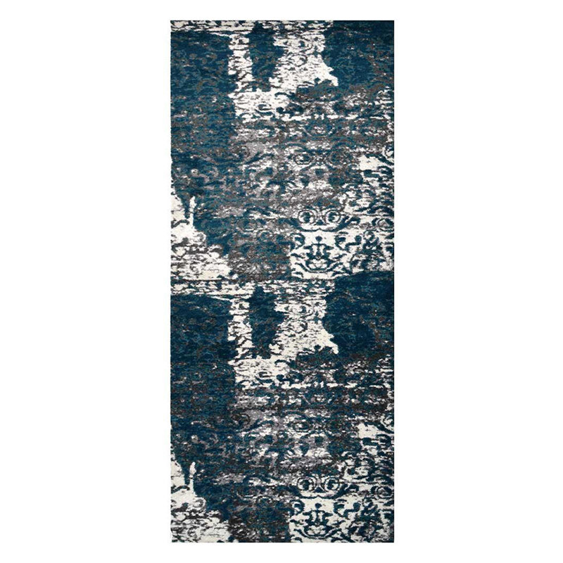 Crayton Machine Made Heatset Polypropylene Area Rugs - Runner, Silver Blue Color, Abstract Modern Design, Low Pile Machine Made Area Rugs for Living Room, Bed Room