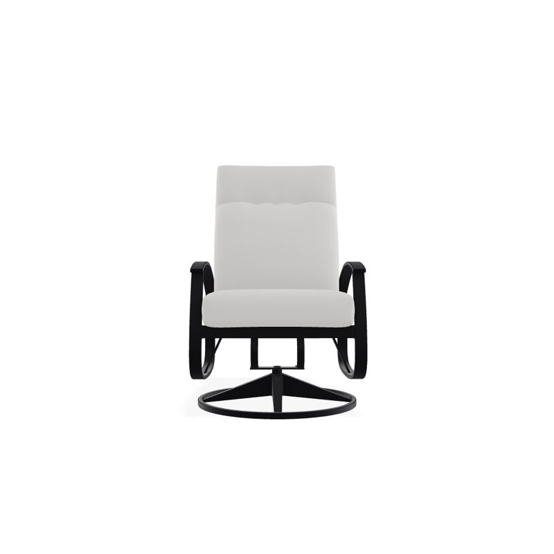 Chaise de patio pivotante avec coussins Askar, Salée, Noir P70, Noir texturé