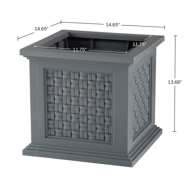 Pure Garden 14.65in Faux Rattan Planter Box, Gray, Gray