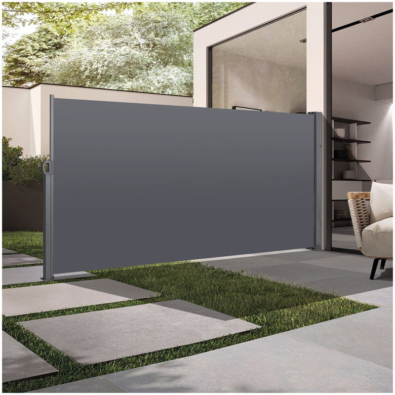 Retractable Side Screen Awning, UV Resistant, Waterproof, Patio Privacy Screen for Garden, Balcony, Courtyard(Dark Grey), 118.1" x 70.9"