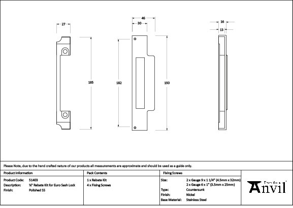 Rebate Kit, Polished Stainless Steel