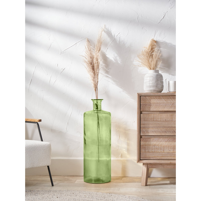 Handmade Glass Floor Vase, Green
