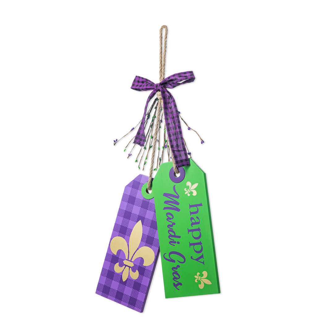 25.5"H Happy Mardi Gras Day Wooden Bookmark Door Hanger The Holiday Aisle®